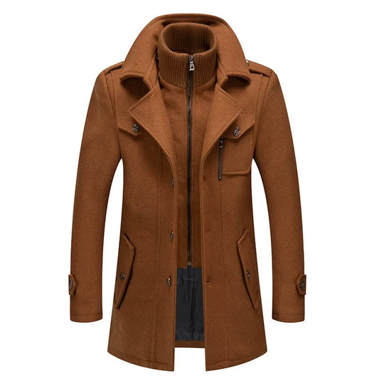 Men Double Collar Thick Jacket