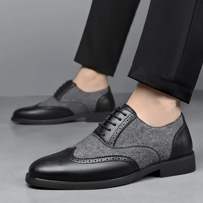 Men's Lace-Up Brogue Oxfords Business Dress Shoes