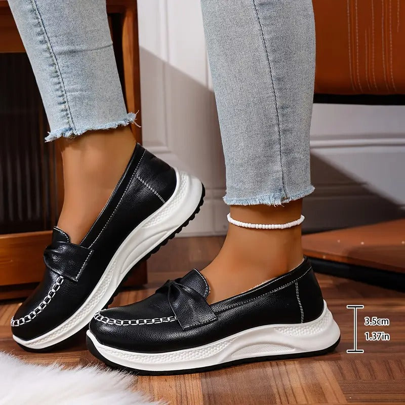 Plush and comfortable bow comfortable sneakers - Bellkmart