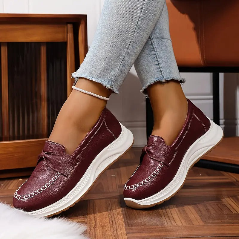 Plush and comfortable bow comfortable sneakers - Bellkmart