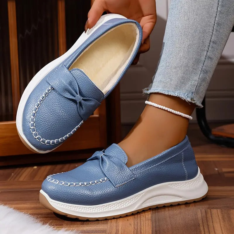 Plush and comfortable bow comfortable sneakers - Bellkmart