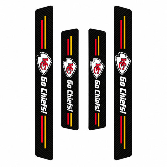 Kansas City Chiefs car door sill protector strips — four-piece product layout
