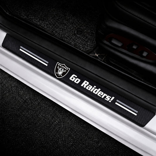 Las Vegas Raiders car door sill protector strips — vehicle installation view