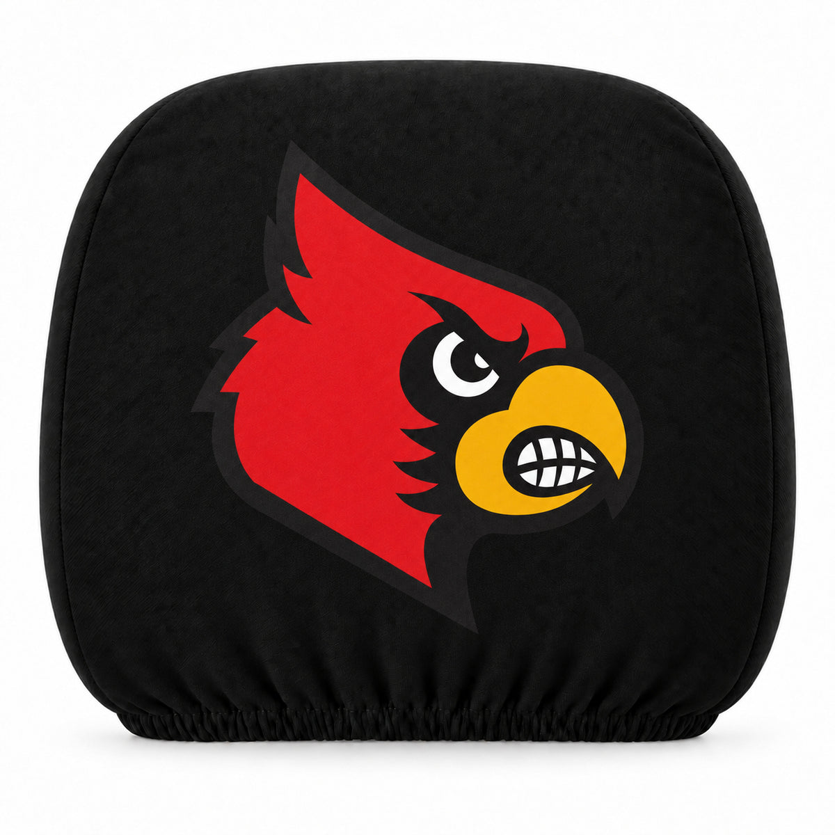 Louisville Cardinals car headrest cover, Style 1 team design, white background