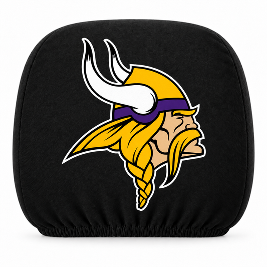 Minnesota Vikings car headrest cover, Style 1 logo design, white background