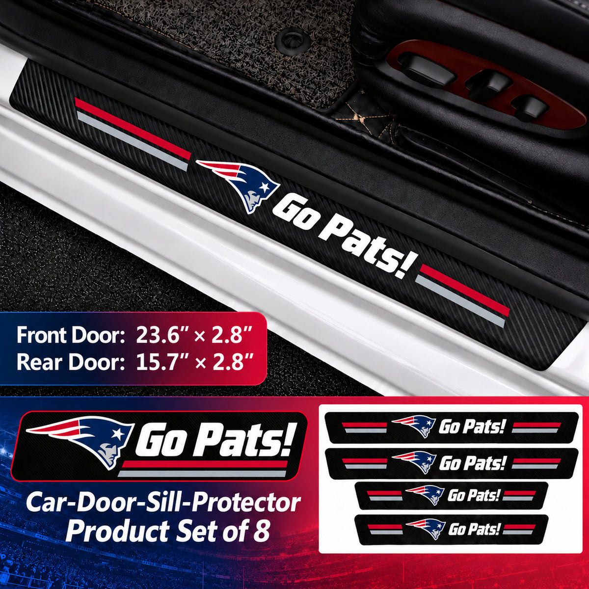New England Patriots car door sill protector strips — 2 sets of 8 pieces