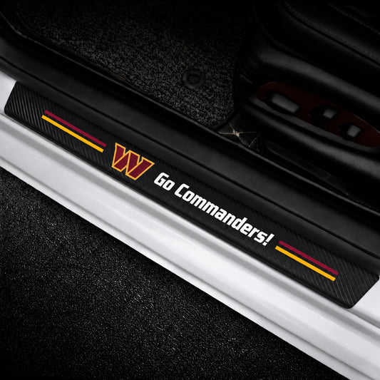 Washington Commanders car door sill protector strips — vehicle installation view