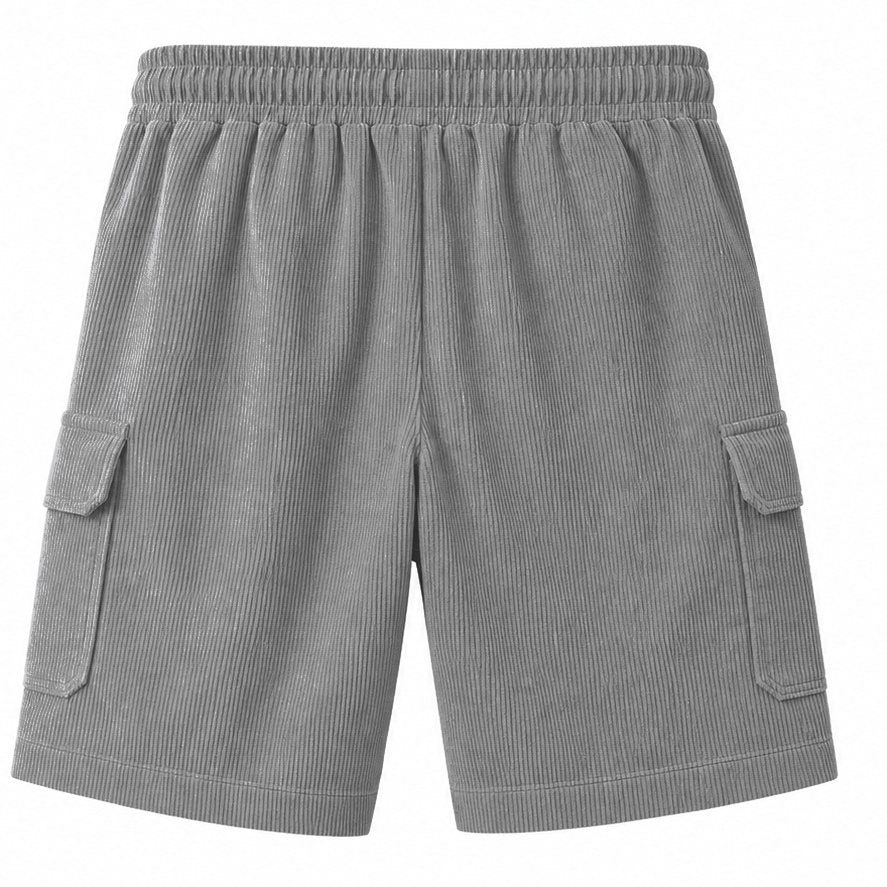 Big & Tall Corduroy Cargo Shorts with Elastic Waist - Bellkmart