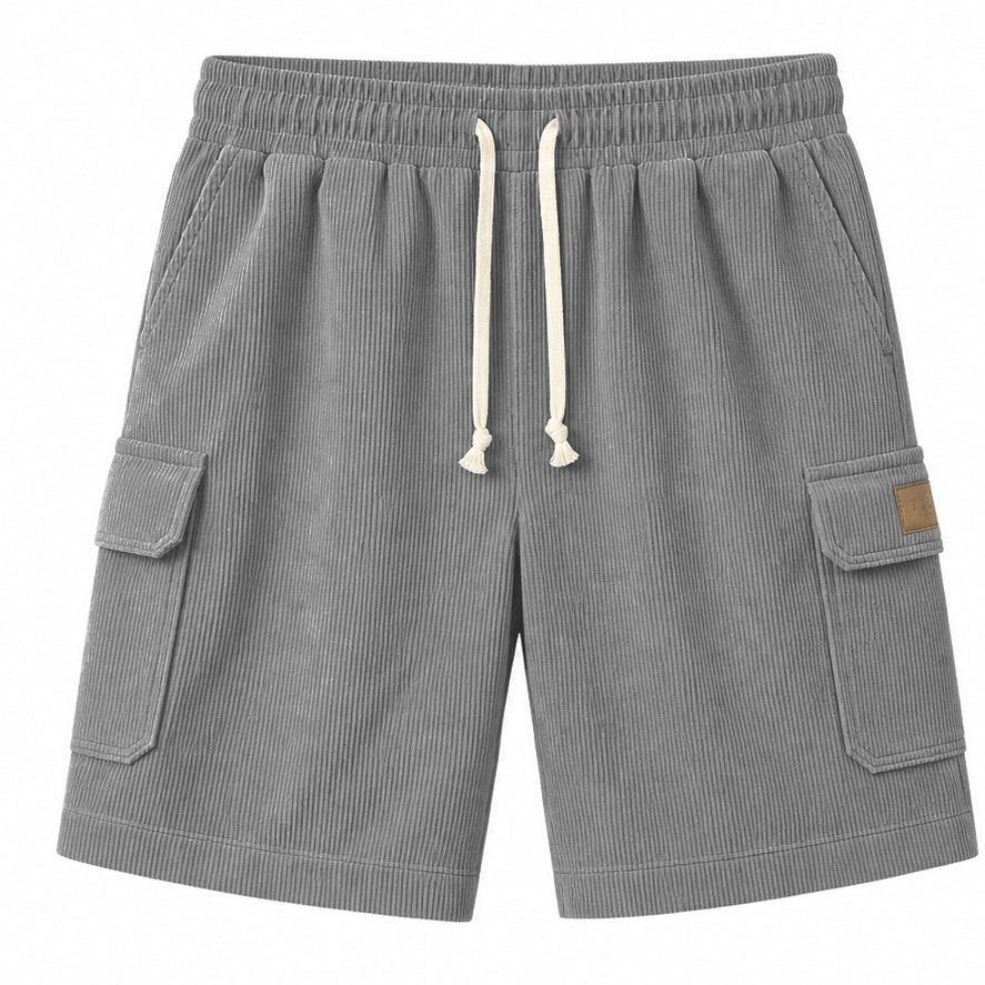 Big & Tall Corduroy Cargo Shorts with Elastic Waist - Bellkmart