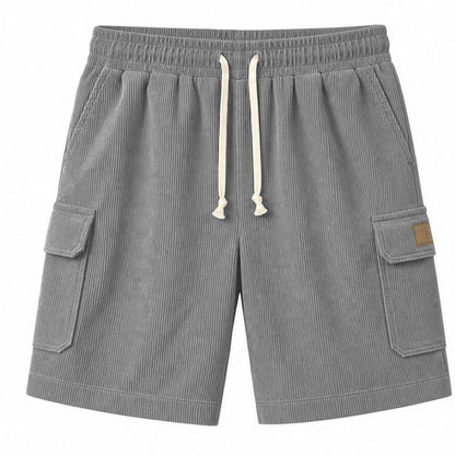 Big & Tall Corduroy Cargo Shorts with Elastic Waist - Bellkmart