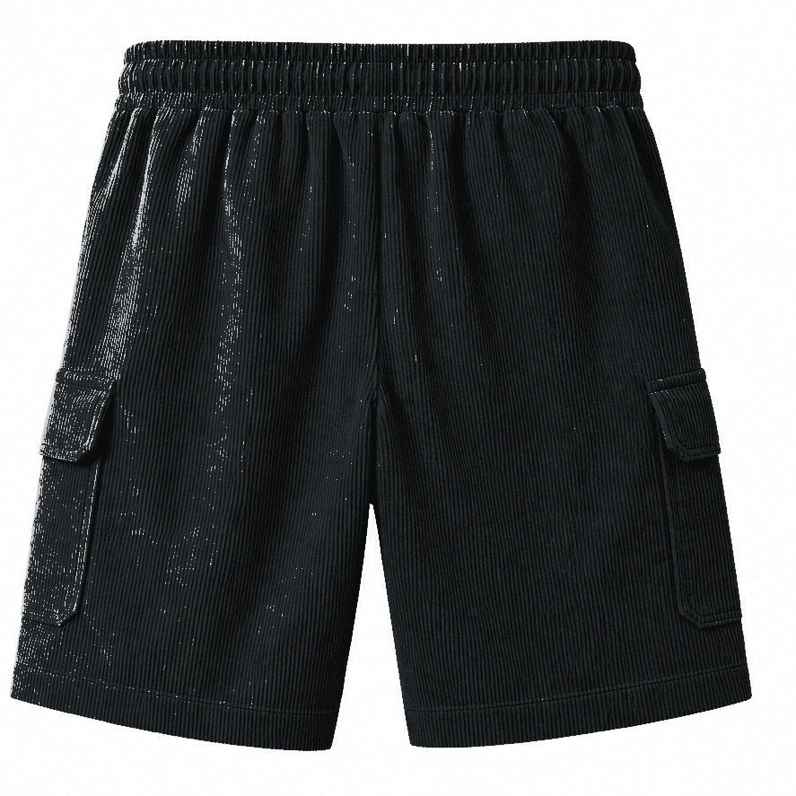Big & Tall Corduroy Cargo Shorts with Elastic Waist - Bellkmart