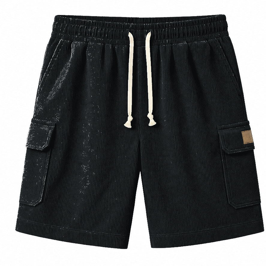 Big & Tall Corduroy Cargo Shorts with Elastic Waist - Bellkmart