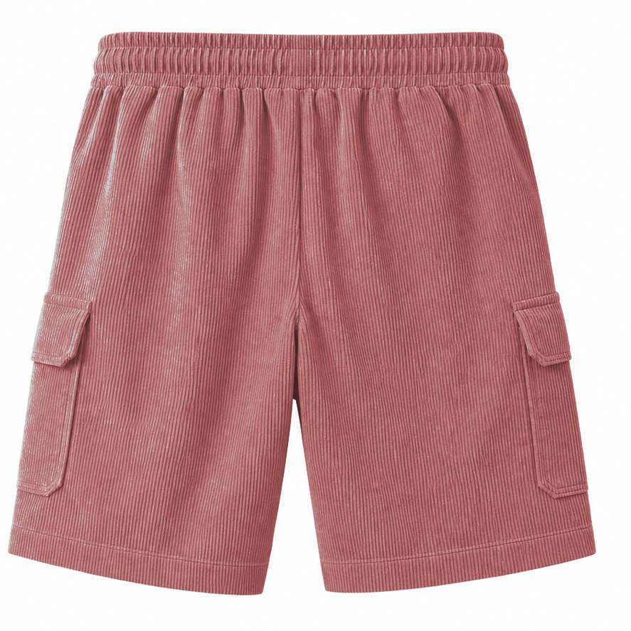 Big & Tall Corduroy Cargo Shorts with Elastic Waist - Bellkmart