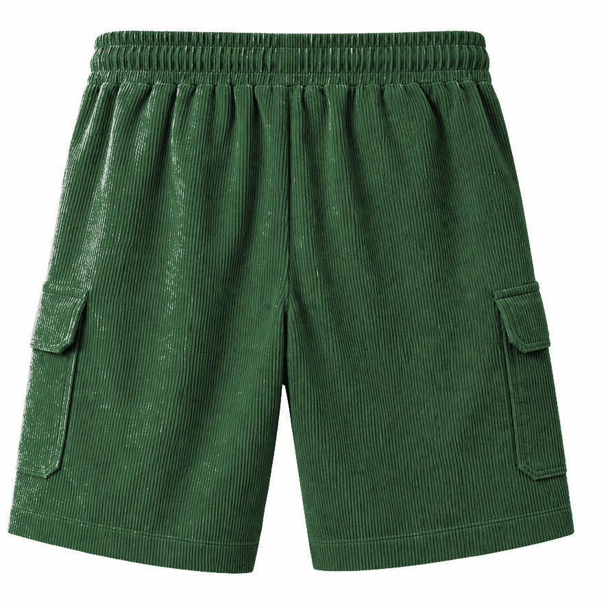 Big & Tall Corduroy Cargo Shorts with Elastic Waist - Bellkmart