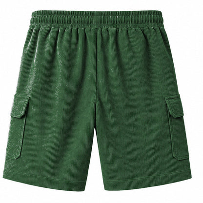 Big & Tall Corduroy Cargo Shorts with Elastic Waist - Bellkmart