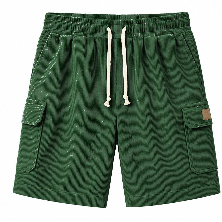 Big & Tall Corduroy Cargo Shorts with Elastic Waist - Bellkmart