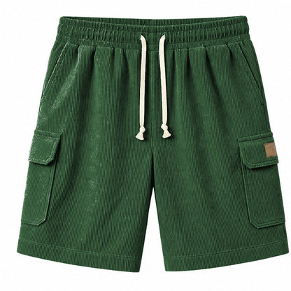 Big & Tall Corduroy Cargo Shorts with Elastic Waist - Bellkmart
