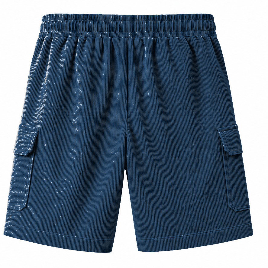 Big & Tall Corduroy Cargo Shorts with Elastic Waist - Bellkmart