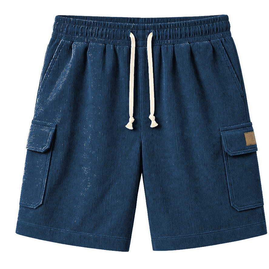 Big & Tall Corduroy Cargo Shorts with Elastic Waist - Bellkmart