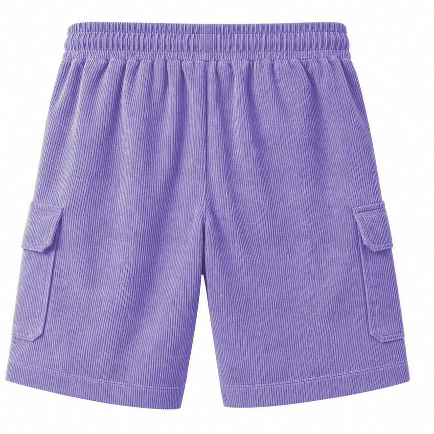Big & Tall Corduroy Cargo Shorts with Elastic Waist - Bellkmart