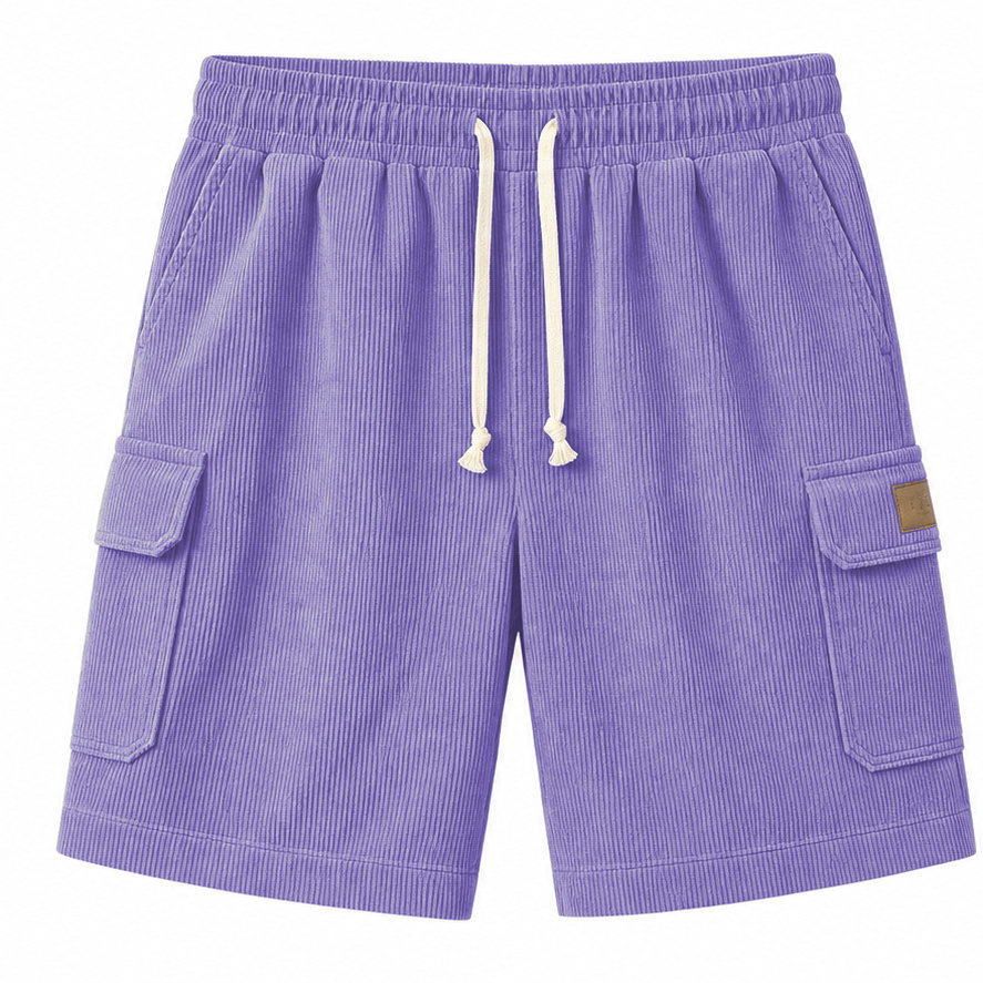 Big & Tall Corduroy Cargo Shorts with Elastic Waist - Bellkmart