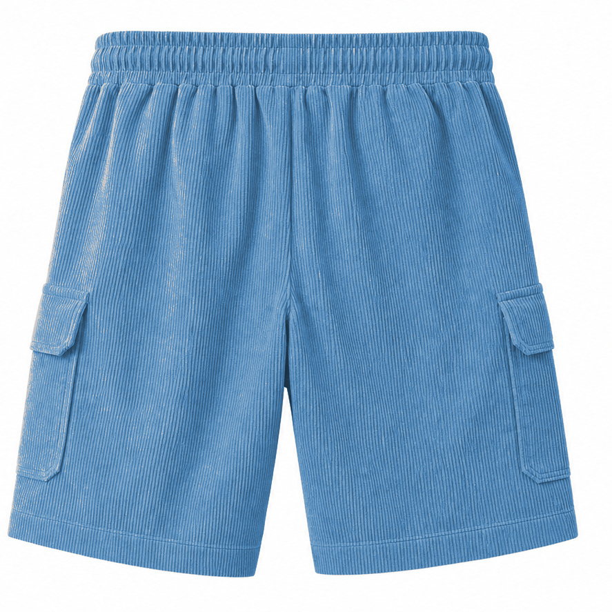 Big & Tall Corduroy Cargo Shorts with Elastic Waist - Bellkmart