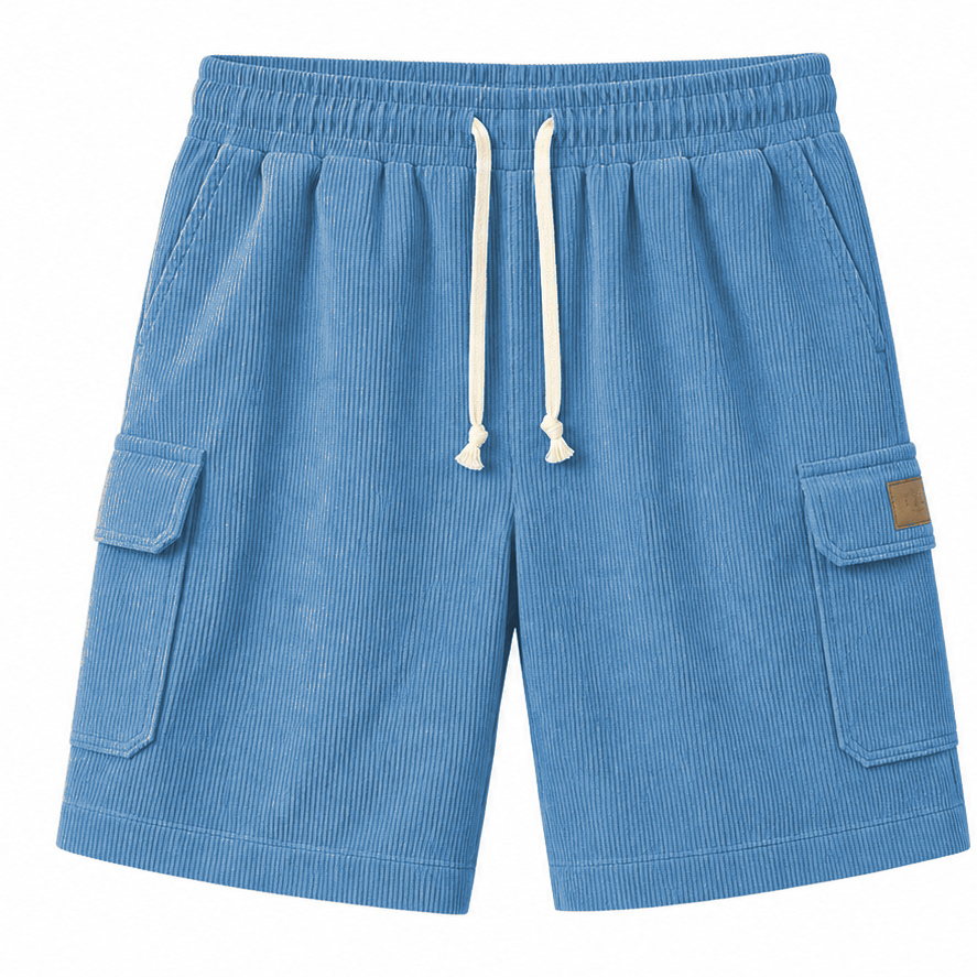 Big & Tall Corduroy Cargo Shorts with Elastic Waist - Bellkmart