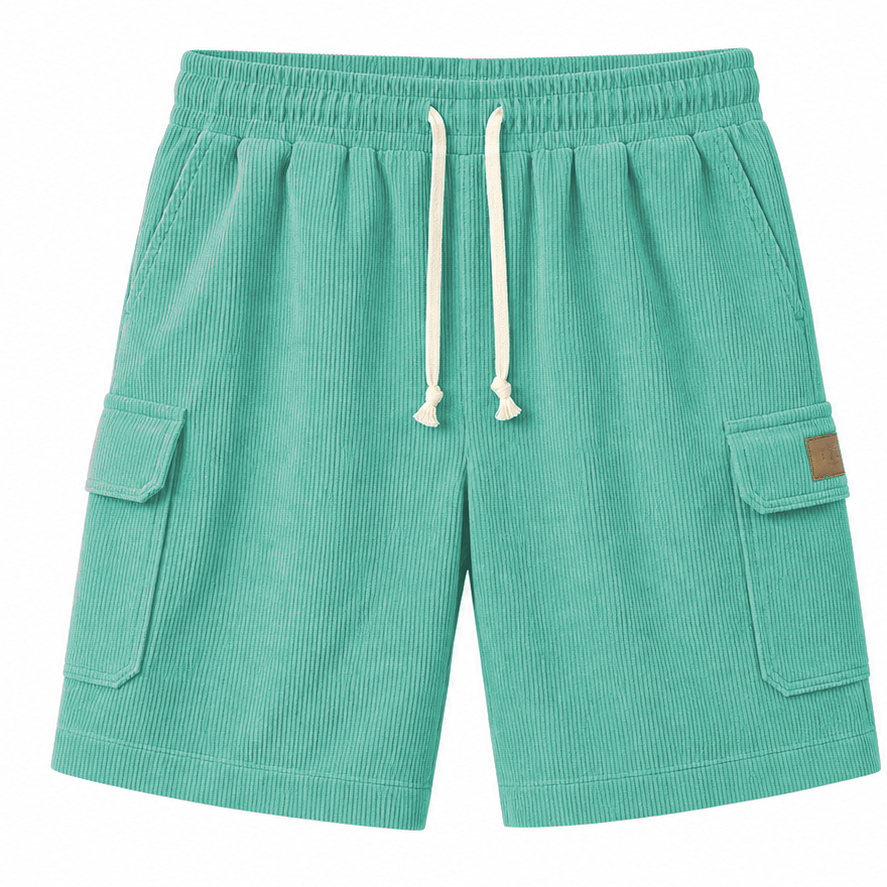 Big & Tall Corduroy Cargo Shorts with Elastic Waist - Bellkmart