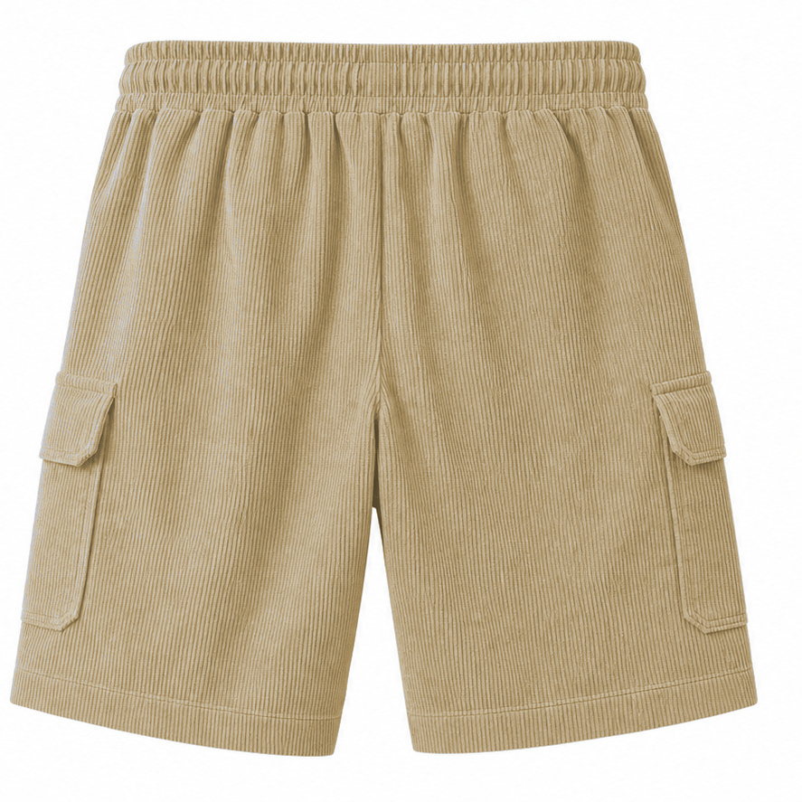 Big & Tall Corduroy Cargo Shorts with Elastic Waist - Bellkmart