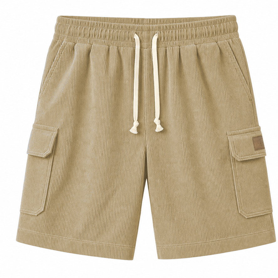 Big & Tall Corduroy Cargo Shorts with Elastic Waist - Bellkmart