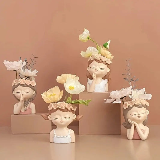Handmade Cute girl avatar resin flowerpot