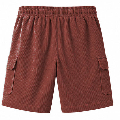Big & Tall Corduroy Cargo Shorts with Elastic Waist - Bellkmart