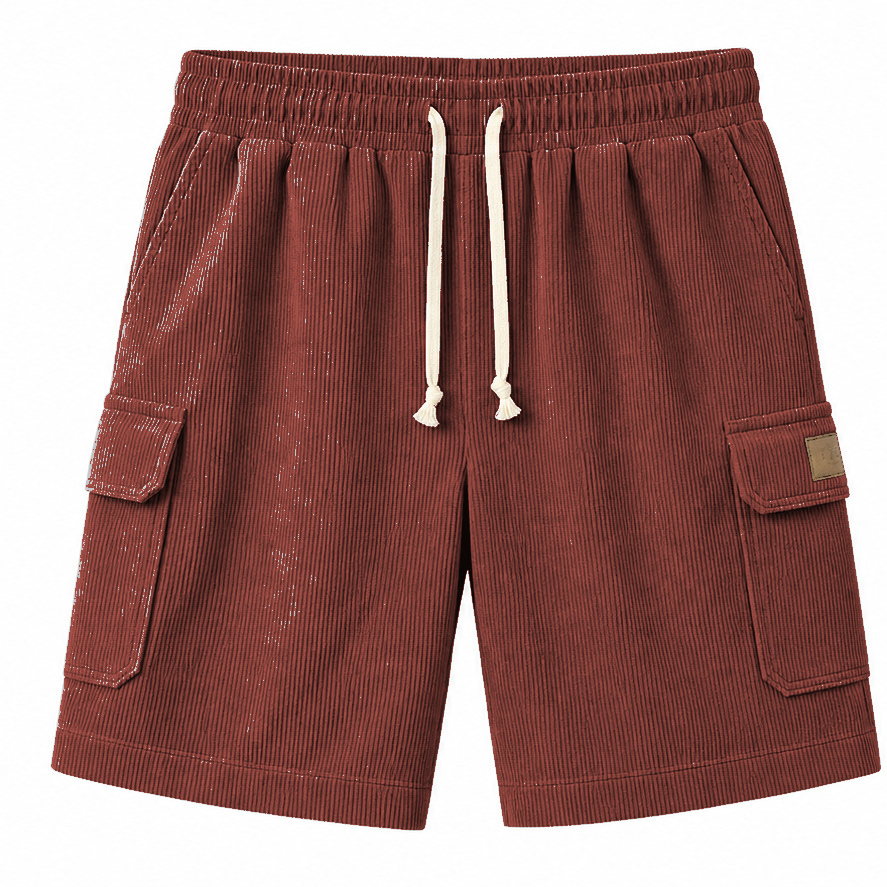 Big & Tall Corduroy Cargo Shorts with Elastic Waist - Bellkmart