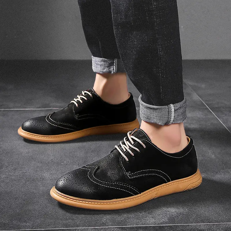 Men's Oxford Breathable Casual Lace-Up Business Shoes - Bellkmart