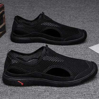 Lightweight Mesh Slip-On Athletic Shoes with Ventilation Panels - Bellkmart