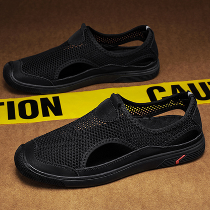 Lightweight Mesh Slip-On Athletic Shoes with Ventilation Panels - Bellkmart