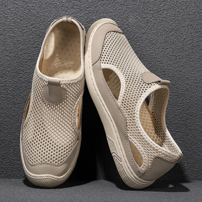 Lightweight Mesh Slip-On Athletic Shoes with Ventilation Panels - Bellkmart