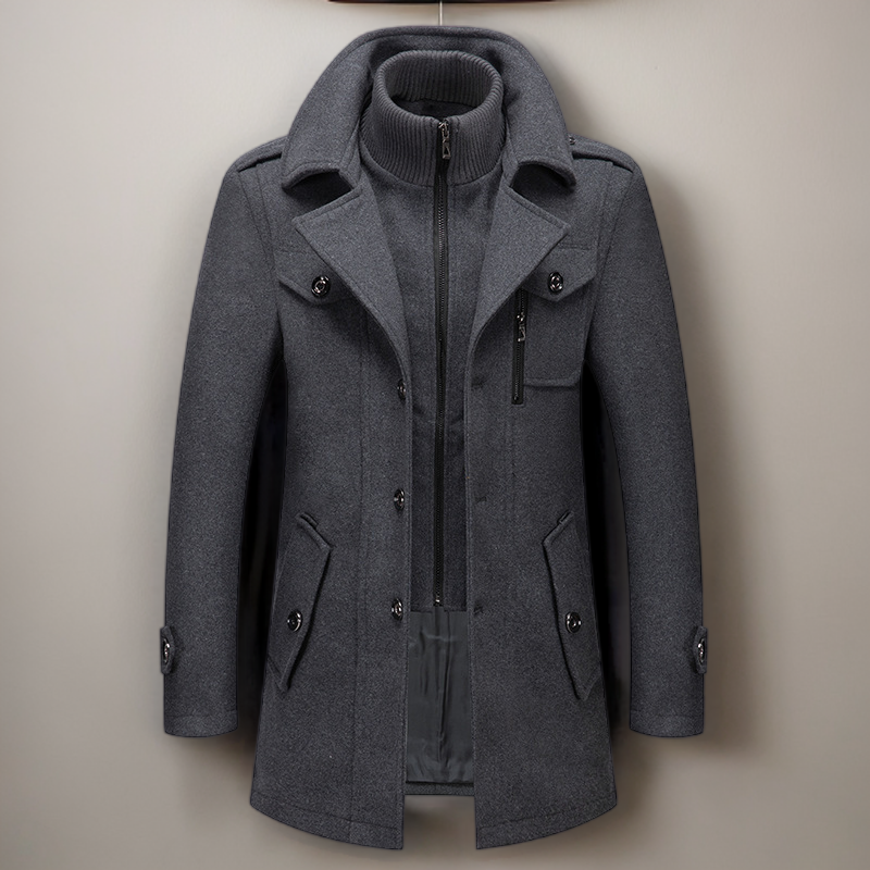 Men Double Collar Thick Jacket - Bellkmart