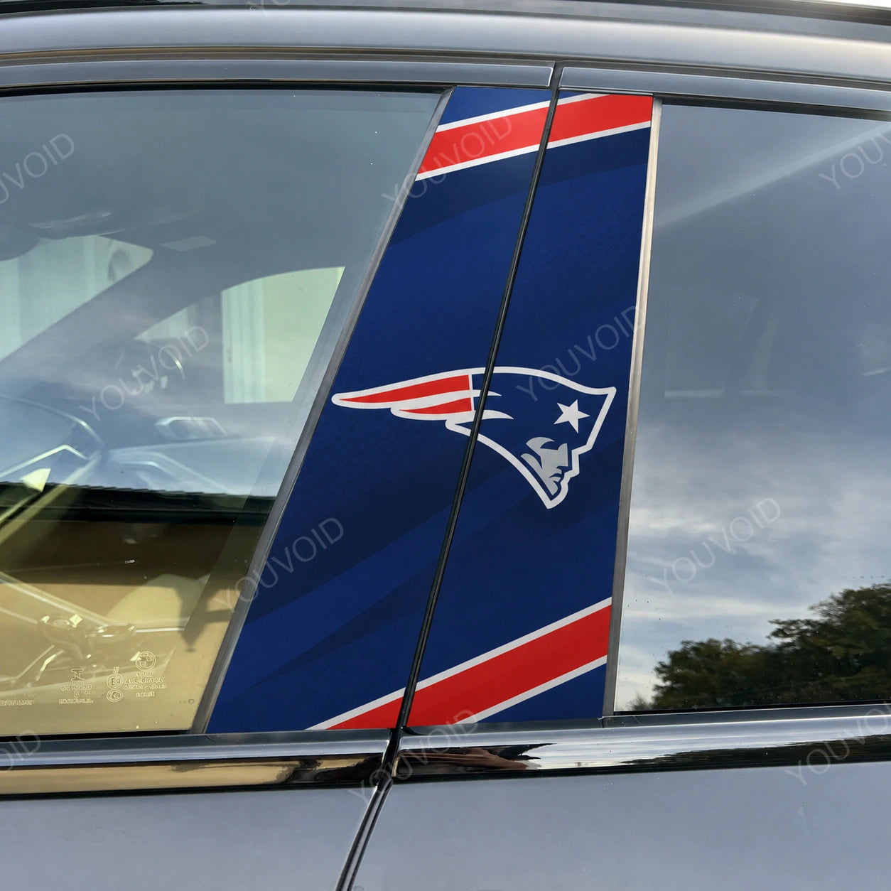 New England Patriots Car Pillar Wrap - Premium Vinyl B-Pillar Decal, Universal Fit
