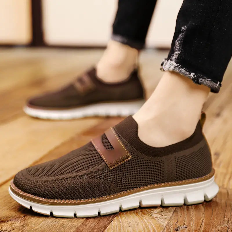 Bellkmart Slip On Mesh Breathable Sneakers - Brown - Bellkmart