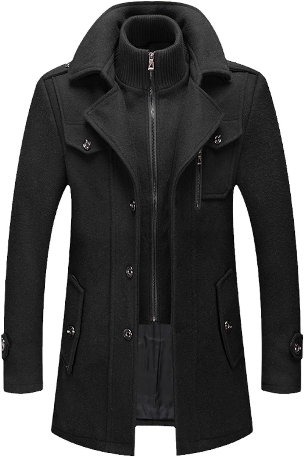 Men Double Collar Thick Jacket - Bellkmart