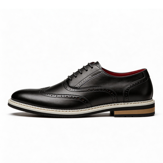 Brogue Carved Color Matching Leather Shoes - Bellkmart