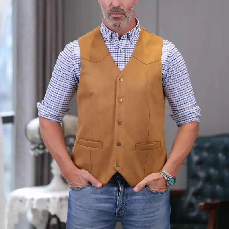 Men's Casual Suede Vest - Bellkmart