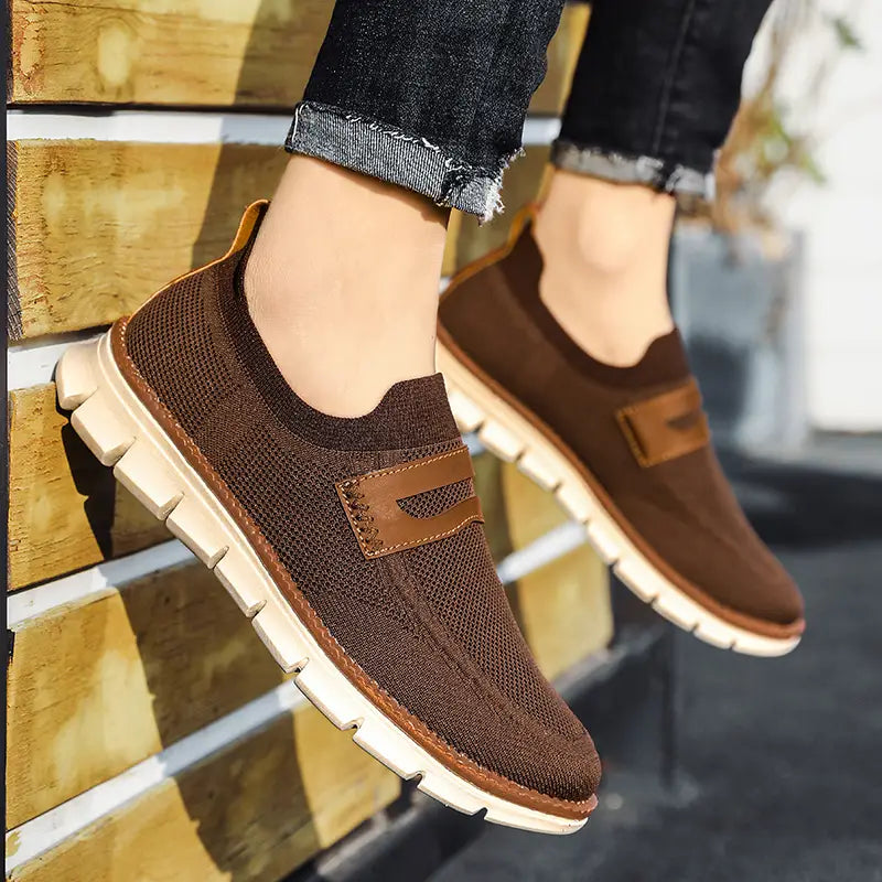 Bellkmart Slip On Mesh Breathable Sneakers - Brown - Bellkmart