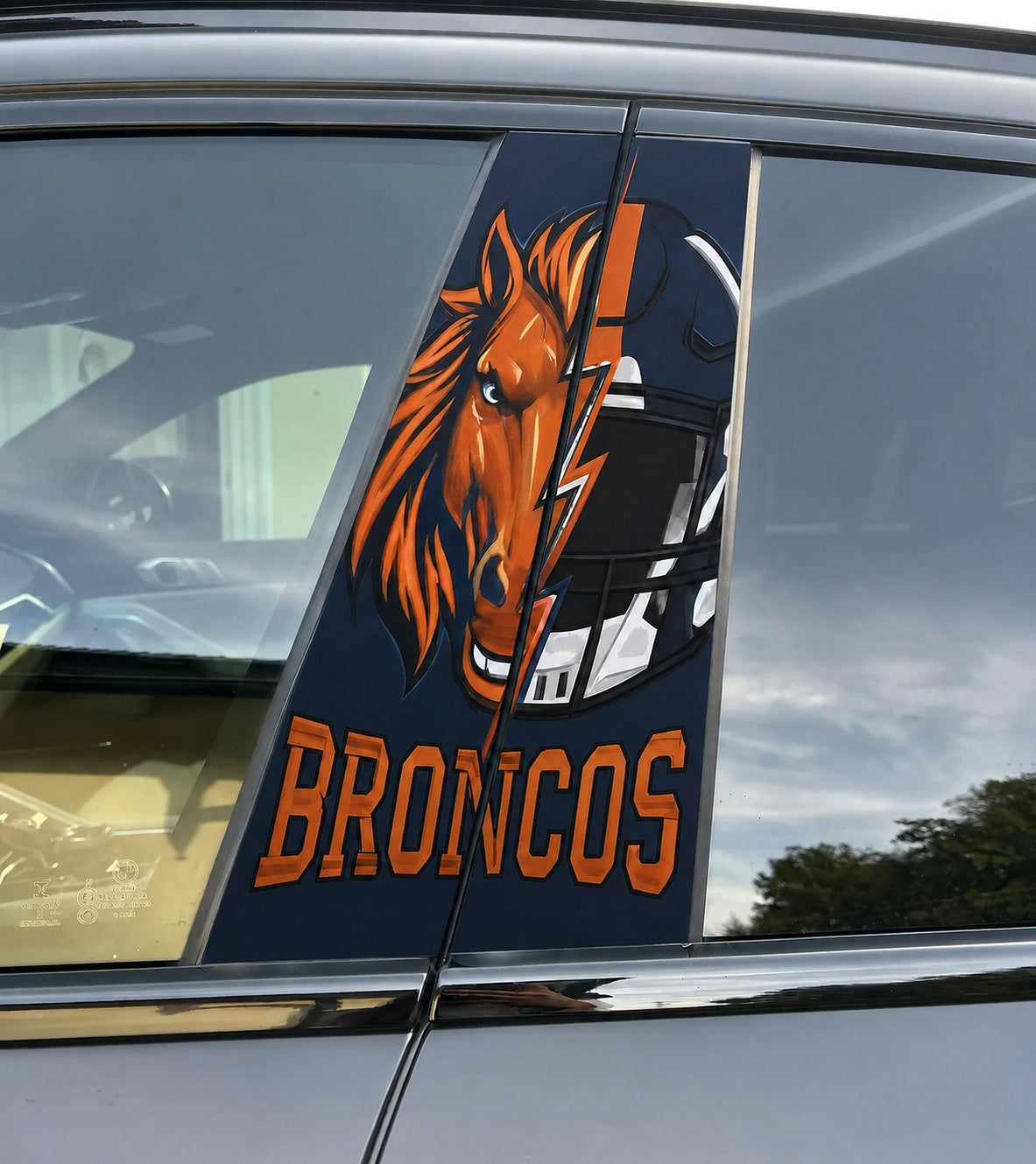 Denver Broncos Car Pillar Wrap - Universal Fit - 1