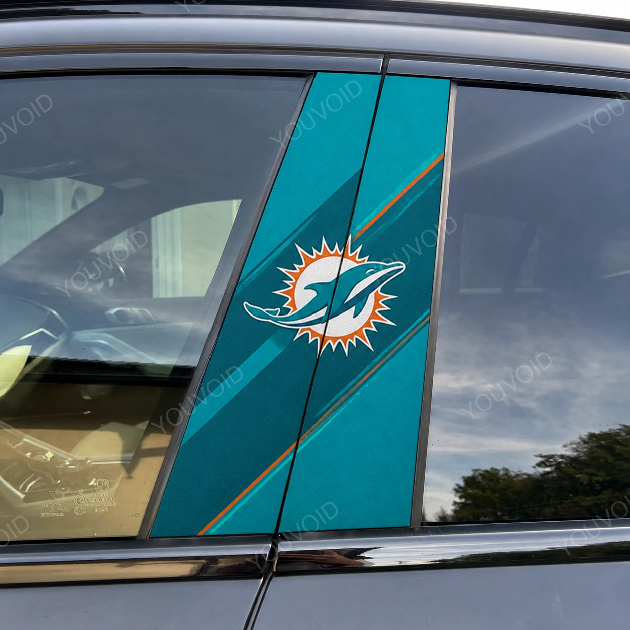 Miami Dolphins Car Pillar Wrap - Premium Vinyl B-Pillar Decal, Universal Fit