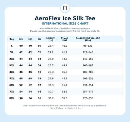 AeroFlex Ice Silk Performance Tee M-8XL - Bellkmart