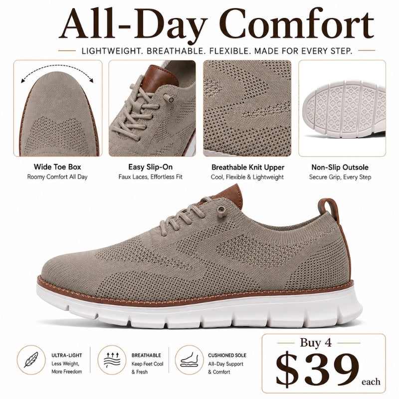 Men’s Wide Toe Box Breathable Slip-On Comfort Walking Shoes