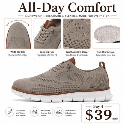 Men’s Wide Toe Box Breathable Slip-On Comfort Walking Shoes
