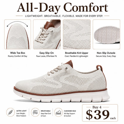 Men’s Wide Toe Box Breathable Slip-On Comfort Walking Shoes